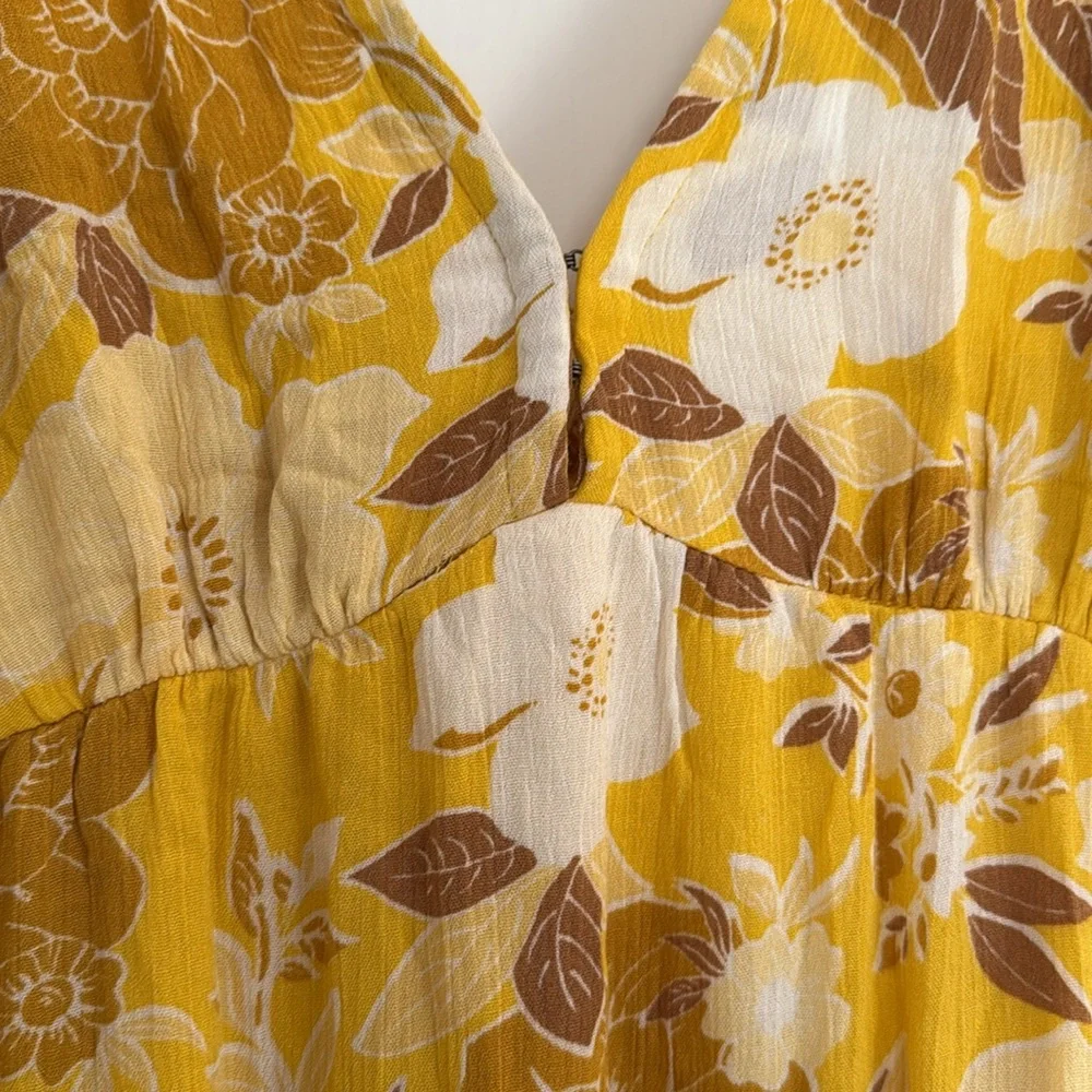 Abercrombie and Fitch Yellow Floral Tie Strap Maxi Dress NWT